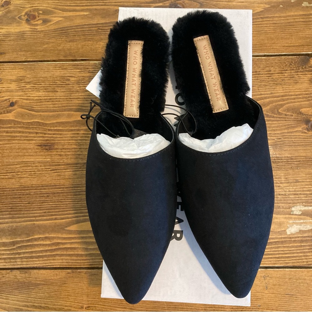 WHO WHAT WEAR Faux Fur & Faux Suede Mules Various Sizes Available